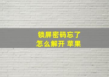 锁屏密码忘了怎么解开 苹果